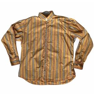Georg Roth Mens XXL Orange Striped Button Up Cotton Casual or Dress Shirt EUC